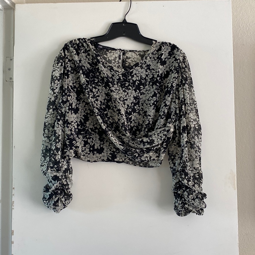Flower ZARA Crop Top Long Sleeve